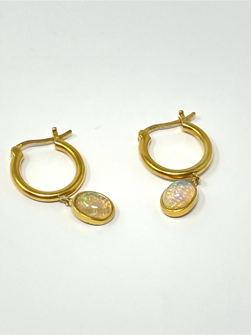 New Anthropologie x Sierra Winter Moonflower Opal Drop Hoop Earrings - Picture 4 of 7